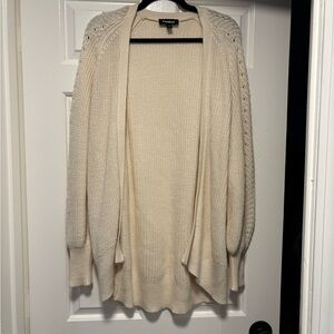 Express Cream Open-Front Knit Cardigan | Size M